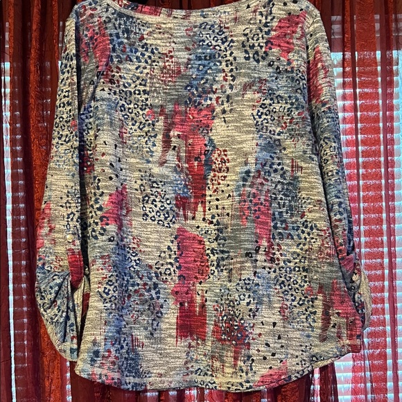 Ruby Rd. Pink and Blue Patterned Sweatshirt - Picture 4 of 4